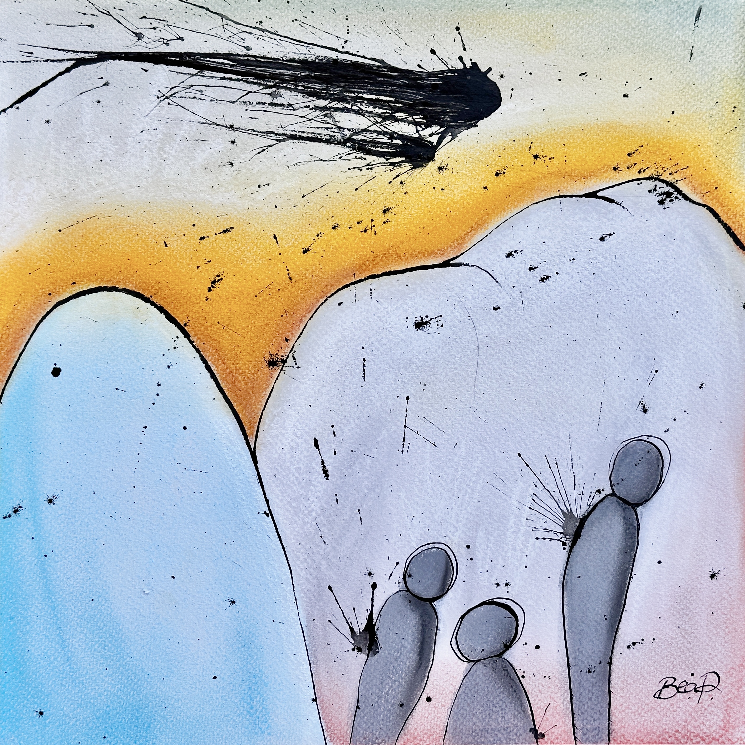 Star gazing (30x30cm, paper mounted on board)