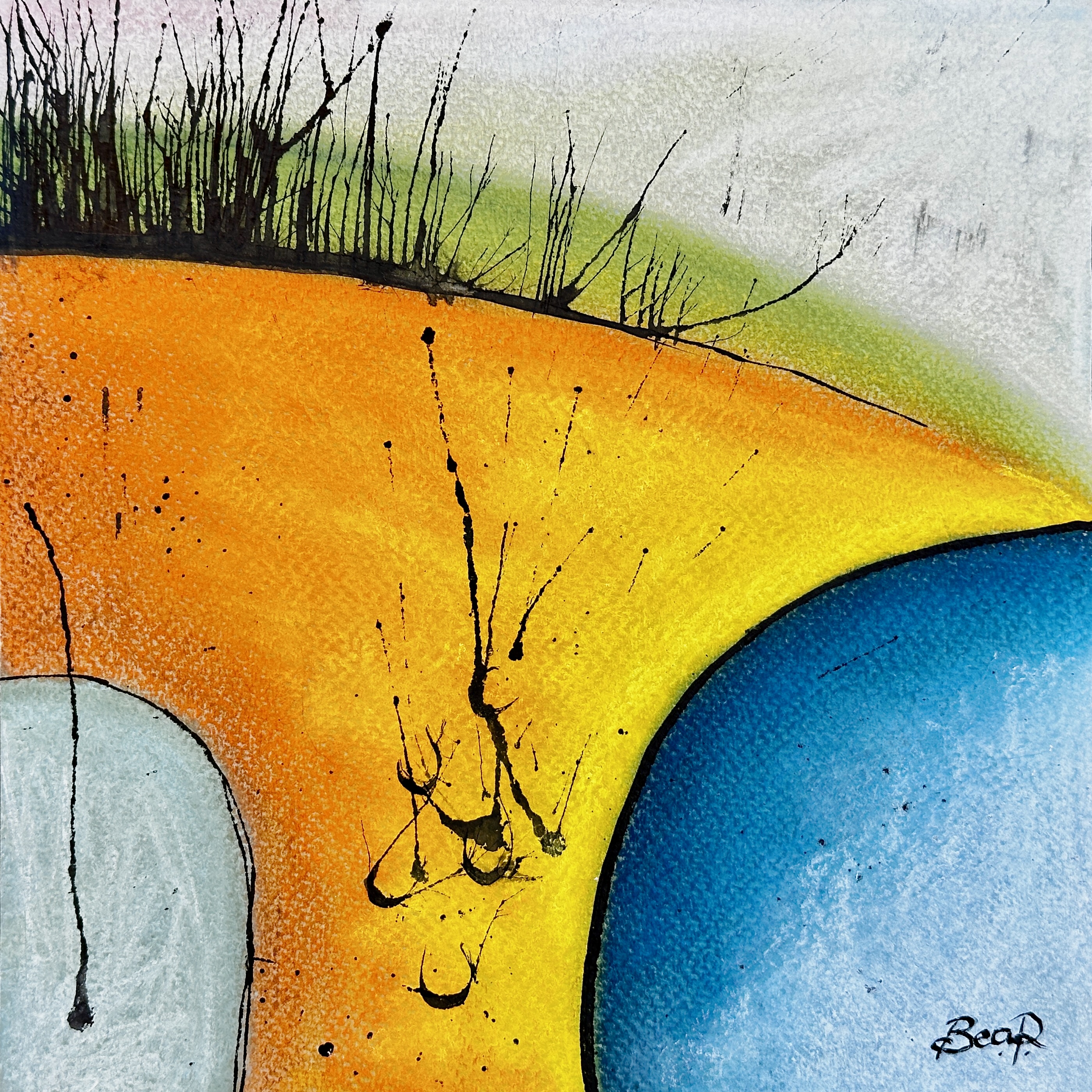 Seaside (20x20cm, paper mounted on board - SOLD)